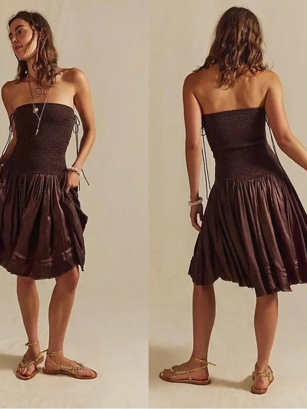 Free People One Maya Convertible Dress/Skirt Chocolate Brown Boho Beach Tulum